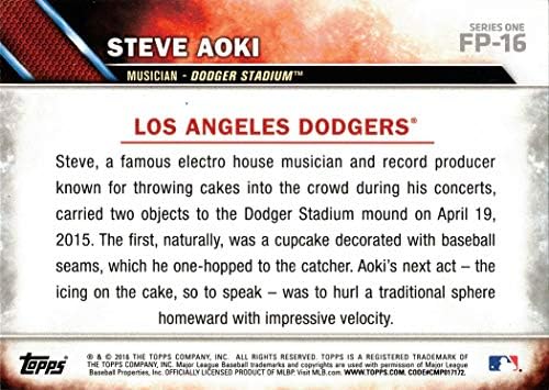 Topps İlk Saha FP - 16 Steve Aoki Beyzbol Kartı-Müzisyen DJ-Los Angeles Dodgers