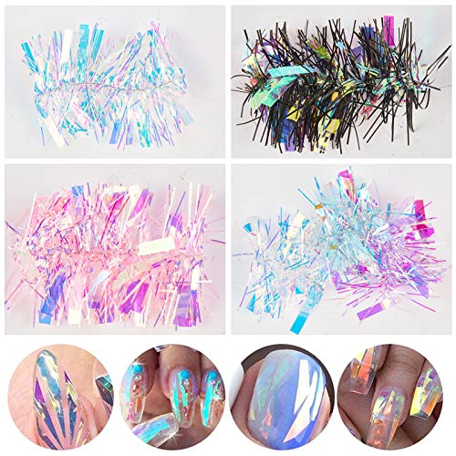 NİCENEEDED 4 Renkler Holografik Tırnak Folyo Tırnak Aurora Ayna Cam Kağıt Tırnak Sticker Seti Manikür Nail Art Tasarım Makyaj