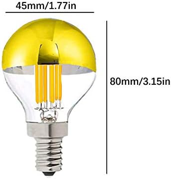 Lxcom Aydınlatma Yarım Krom ampul 6 W Dim E12 G45 G14 Edison LED ampul Altın Uçlu Ayna Vintage Filament Ampuller 60 W Eşit Sıcak