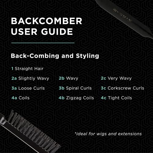 Alay, Pürüzsüzleştirme ve Peruk ve Saç Uzatma için Denman Backcomber, Siyah D91