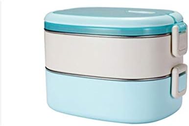 MGWYE Mavi Yalıtımlı Öğle Yemeği Kutusu-Paslanmaz Çelik Çift katmanlı Basit Bölmeli Öğle Yemeği Kutusu, Kapaklı Taşınabilir Tasarım