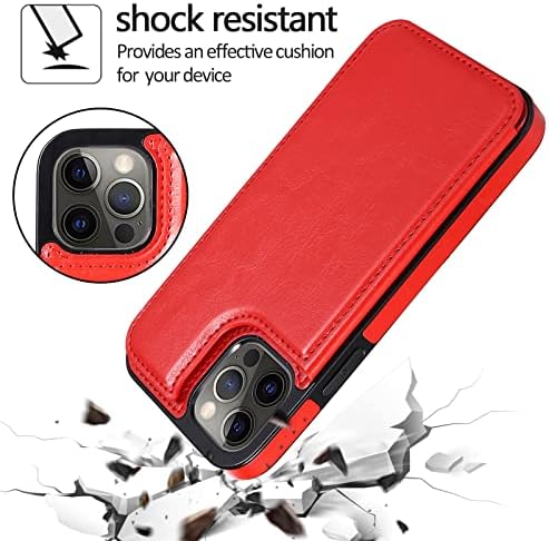 Flip deri cüzdan Kılıf kart Tutucu Standı Kapak iPhone 13/13 Mini / 13 Pro / 13 Pro Max (Kırmızı, 13)