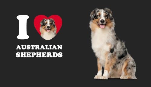 Ağaçsız Selamlar I Heart Australian Shepherds Artful Traveler Yeniden Kullanılabilir Saman, 16 Ons, Siyah, Kırmızı ve Beyaz Çift