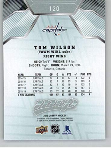2019-20 Üst Güverte MVP 120 Tom Wilson Washington Başkentleri NHL Hokey Ticaret Kartı