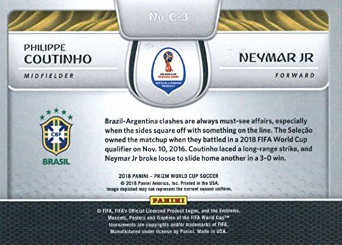 2018 Panini Prizm Bağlantıları 3 Neymar Jr / Philippe Coutinho Brezilya Futbol Futbol Dünya Kupası Rusya Kartı