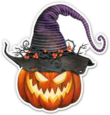 Kabak cadı şapkası Jack O fener ürkütücü Cadılar Bayramı-12 vinil Sticker su geçirmez çıkartma