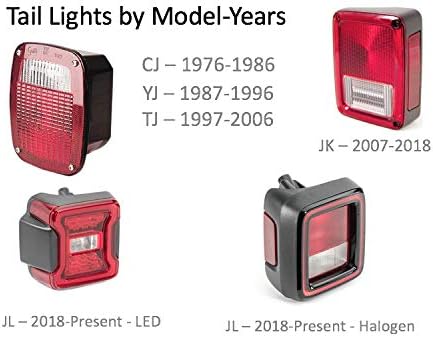 JeepTails Alien Gri kuyruk lambası ışık Kapakları ile Uyumlu Jeep Wrangler YJ ve TJ - Siyah-2 Set