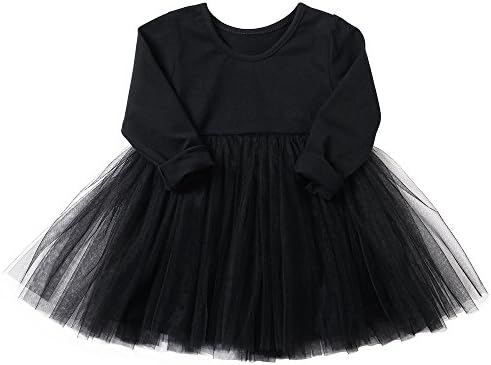 Bebek Kız Siyah Elbise Tutu Uzun Kollu Fırfır Tül 6-48 m