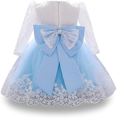 HIHCBF Bebek Kız 1st Doğum Günü Pastası Smash Vaftiz Elbise Prenses Ilmek Uzun Kollu Dantel Düğün Vaftiz Tutu Balo