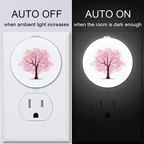 2 Paket Plug-in Gece Lambası LED Gece Lambası kiraz çiçeği Ağacı ile alacakaranlıktan şafağa Sensörü için Çocuk Odası, kreş,