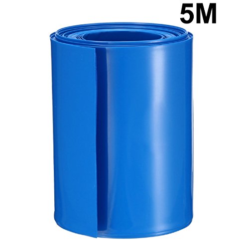 uxcell Pil Wrap PVC ısı Shrink boru 70mm düz Genişliği 18650 güç kaynakları için 5 Metre Uzunluk Mavi