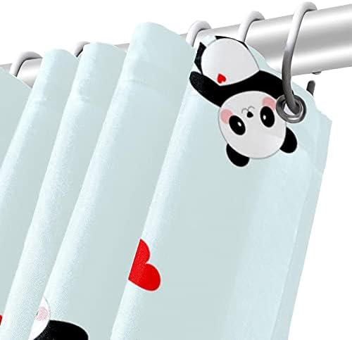Duş Perdesi Liner Seti ile 12 Yüzükler Küvet için Ağır Ev Dekoratif Duş Perdesi 72x72 İnç Panda & Aşk Desen Açık Mavi