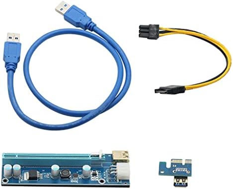 MagiDeal 2X Ubit 6 Paketi Son PCI-E Yükseltici Kablo 1X için 16X ile Led Grafik