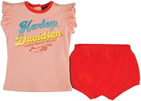Harley-Davidson Kız Bebek Tül Kolsuz Tişört & Kısa Yenidoğan Seti-Pembe