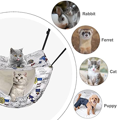 Petmolico Kedi Hamak Kapalı Kediler için, 2 Katmanlı Asılı kedi Kafesi Hamak ile Yumuşak Polar Pet Yatak için Yavru Rakun Gelincikler