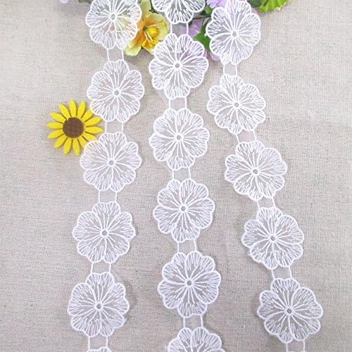 Beyaz Pamuk Dantel Trim Aplike 5 Yards Dikiş DIY Zanaat Çiçek Dantel DIY Şerit (Mart)