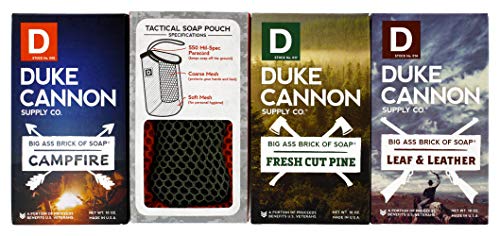 Duke Cannon Sınır Kutusu Büyük Tuğla Sabun erkek Hediye Seti: Taze Kesilmiş Çam, Yaprak ve Deri, Kamp Ateşi + Bir İp Üzerinde