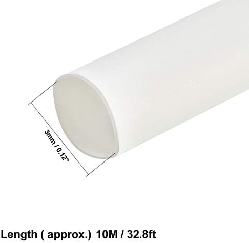 EuısdanAA ısı Shrink boru, 3mm Dia 2: 1 ısı Shrink Wrap kablo kılıfı Heatshrink tüp 10 m Uzunluk Beyaz (Tubo termorretráctil,