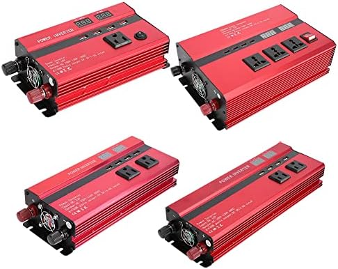 Yüksek Güç Güneş Gerilim İnvertör, taşınabilir ve Ayarlanabilir Düzeltme Sinüs Dalga USB şarj Portu için Ev RV Araba Kamyon (Kırmızı)