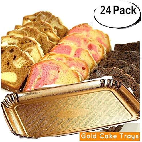 24 Paket FANTEZİ altın KEK tepsileri altın tatlı tepsileri altın çerez tepsisi partiler için tek kullanımlık servis tepsileri