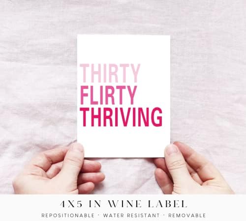 30. Doğum Günü Şarap Şişesi Etiketi, Komik Sevimli Şarap Etiketi Hediye Fikirleri Bar Arabası Onüç Kadınlar için 30 Oluyor