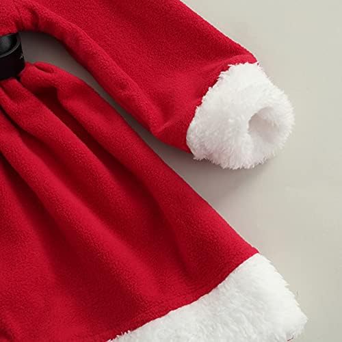Noel Çocuk Bebek Kız Noel Baba Fırfır Kollu Siyah Nokta Baskı Ekose Elbiseler