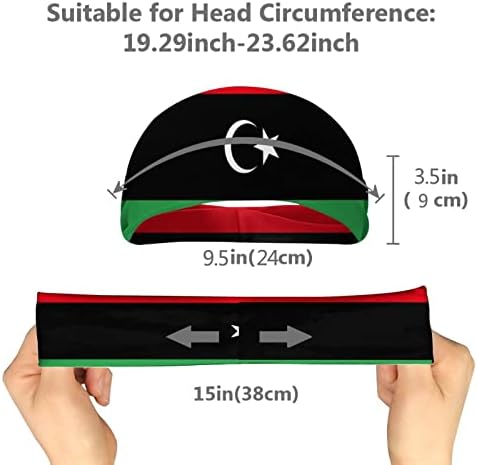 Libya bayrağı Unisex Yoga Spor Hairband Yumuşak Elastik Streç Bantlar Kaymaz Nem Esneklik Headwrap Fitness Egzersiz için