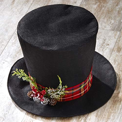 Lakeside Koleksiyonu Noel Ağacı Topper-Vintage Görünümlü Siyah Silindir Şapka, Sahte Ökseotu