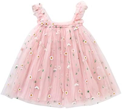 FİN86 12 M-5 T Bebek Kız Giysileri Toddler Bebek Kız Kolsuz Ayçiçeği Askı Tül Prenses Elbise
