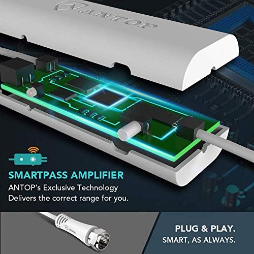 ANTOP Smartpass Amplifikatör TV Sinyal Booster için Herhangi Bir Olmayan Güçlendirilmiş TV Anten, Dahili 4G LTE Filtre ve Yüksek