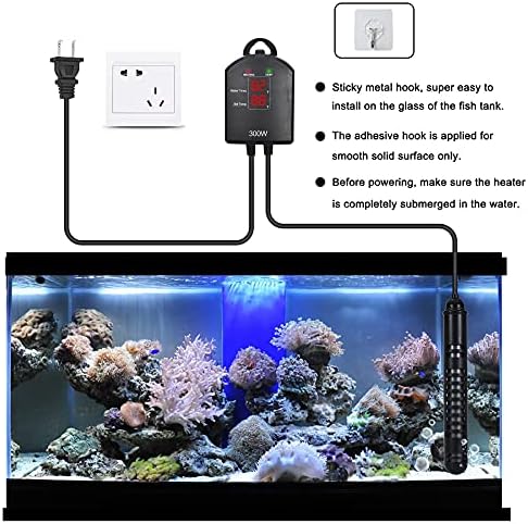 SZELAM dalgıç akvaryum ısıtıcı, 100 W 300 W 500 W balık tankı ısıtıcı ile Çift Sıcaklık Görüntüler ve Harici Akıllı LED Dijital