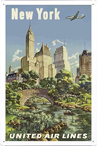 Tabela Retro Vintage Seyahat Posteri New York 2 (20x30 cm) Doğa Sahne Boyama