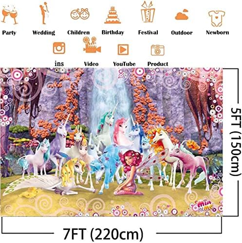 Renkli Unicorn Animasyon Doğum Günü Çekim Arka Plan Boyama, Fotoğraf Arka Plan Dekorasyon, mutlu Doğum Günü Arka Plan (6ftX8ft)