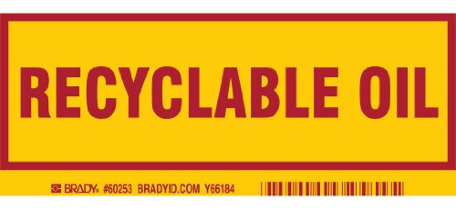 Brady 60253 Lamine Polyester Konteyner Etiketi , Sarı Üzerine Kırmızı, 3 Yükseklik x 7 Genişlik, Gösterge Geri Dönüştürülebilir