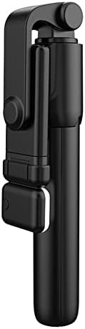 Siyah alaşım Bluetooth Selfie sopa Tripod kablosuz dönen 360° uzaktan cep telefonu için