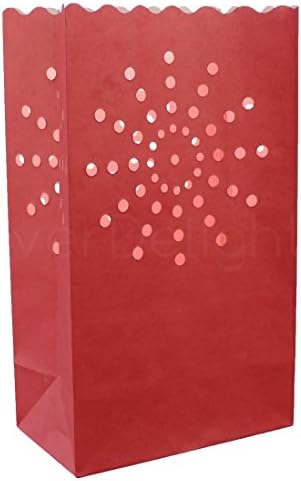 CleverDelights Kırmızı Armatür Çanta - 30 Sayısı-Sunburst Tasarım-Düğün Parti Noel Tatil Luminaria