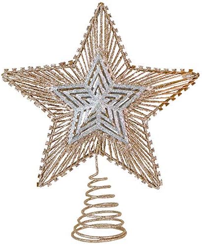 Ornativity Noel Glitter Yıldız Ağacı Topper - Gül Altın ve Gümüş Bethlehem Yıldız Süsleme