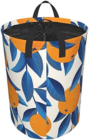 Tropikal portakal yuvarlak büyük Oxford kumaş katlanabilir çamaşır depolama sepeti kirli giysiler çanta