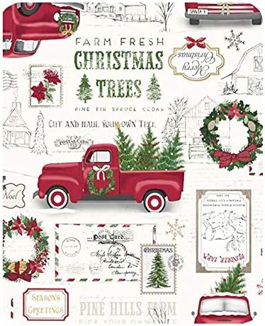 Newbridge Çiftlik Taze Vintage Bak Noel Ağacı Tatil Baskı Vinil Pazen Destekli Masa Örtüsü, Nostaljik Retro Noel Kolay Bakım