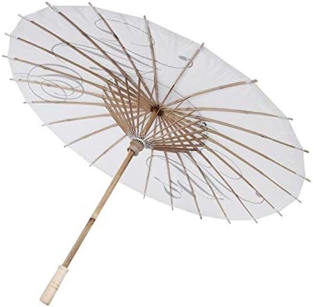 Socobeta Beyaz Şemsiye Ahşap Saplı Düğün Dekoratif Şemsiye Düğün için(Teşekkür Ederim)