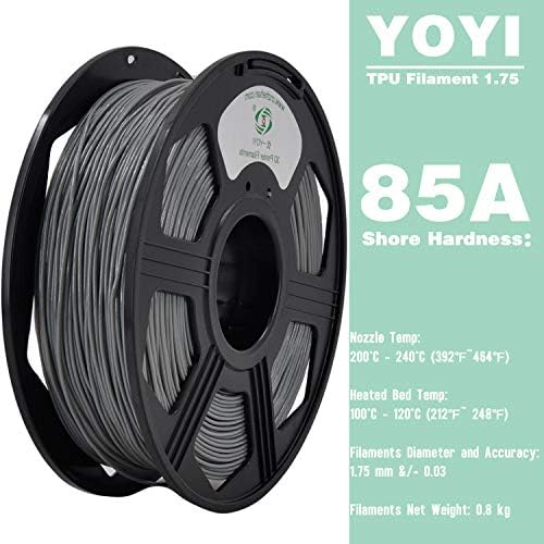YOYI YOYI 3D Yazıcı Filament, 85A TPU Filament 1.75 mm, Esnek Filament, 0.8 KG Biriktirme, Boyutsal Doğruluk + / -0.02 mm, %100