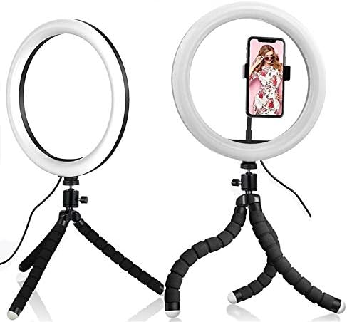 Standlı ve Telefon Tutuculu Halka Işık, iPhone için Halka Işıklı Esnek Tripod Selfie Kablosuz Uzaktan Kumandalı Halka Işık Tripod