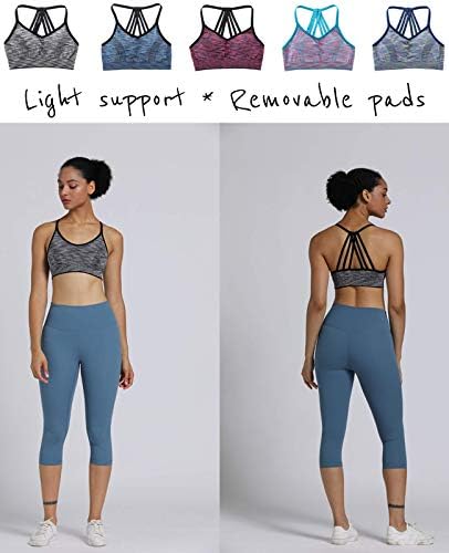 Şeftali Spor Sutyeni Kadınlar için Yoga Sutyen Strappy ışık Desteği Karışık Renk Çıkarılabilir Yastıklı Dikişsiz Egzersiz Spor