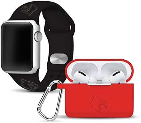 AFİNİTE BANTLARI Louisville Kardinaller Debossed saat kayışı ve Kılıf Kapak Combo Paketi ile Uyumlu Apple Watch ve AirPods PRO-38/40