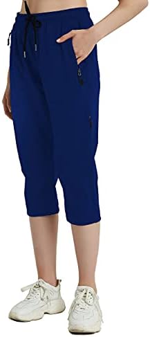 Kapri pantolonlar Kadınlar için Hızlı Kuru Egzersiz Kargo Kapriler UPF 50 + yürüyüş pantolonu ile 4 fermuarlı Cepler