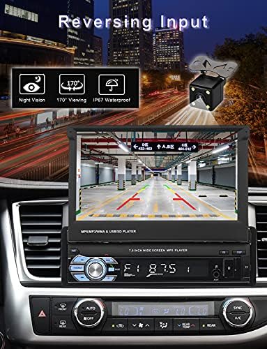 Araba Stereo Tek Din Dash Kafa Ünitesi ile GPS 7 İnç HD Dijital Katlanır Dokunmatik Ekran Araba Radyo ile Bluetooth Ses Video
