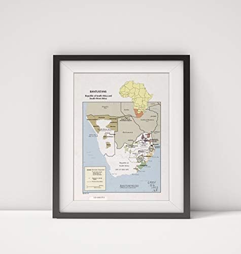 1973 Harita / Başlık: Bantustans, Güney Afrika Cumhuriyeti ve Güney-Batı Afrika / Konu: Homelands / Homela