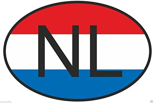 Hollanda Bayrağı Tampon Çıkartması ile NL Hollanda Ülke Kodu Oval