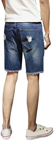ZEFOTİM Rahat Şort Erkekler için Gevşek Rahat Kırık Delik Fold Varus Desen Özellikleri Ayak Ağız Denim Pantolon