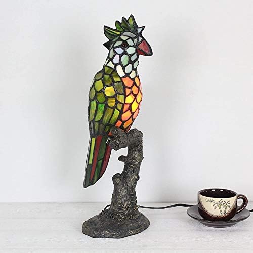 ZHANGYUEFEİFZ Led Masa Lambası Avrupa Tiffany Masa Lambası Vitray Yaratıcı Papağan Ağaç Kütüğü Masa Lambası çocuk Lambası Gece